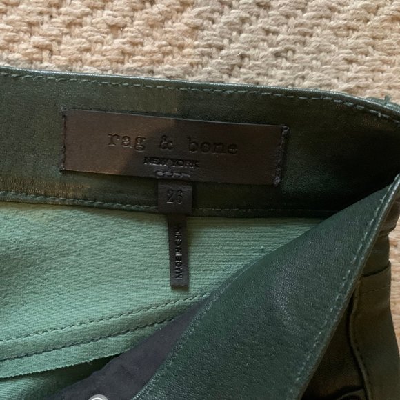 Rag & Bone Leather Pants In Leaf Green Size 26 - Picture 8 of 12